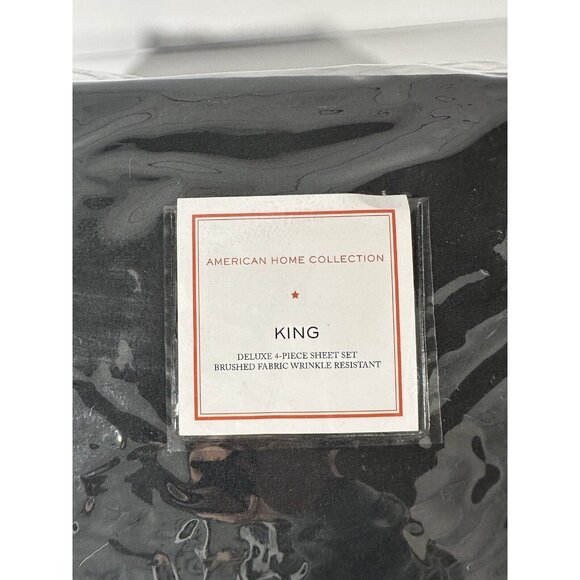 American Home Coll Single Black Flat Top Sheet Microfiber 108” X 101” Fabric - Picture 3 of 7